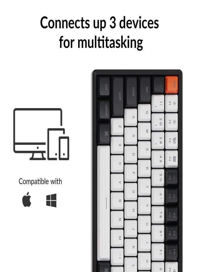 كيشرون لوحة مفاتيح Keychron K2 بتصميم 75%، 84 مفتاحًا، قابلة للتبديل السريع، لاسلكية بتقنية Bluetooth/سلكية USB، ميكانيكية، مزودة بمفاتيح Gateron G Pro Red، أغطية مفاتيح مزدوجة الطبقة، إضاءة خلفية RGB، إطار من الألومنيوم، متوافقة مع أنظمة Mac وWindows، الإصدار 2 - Image 2